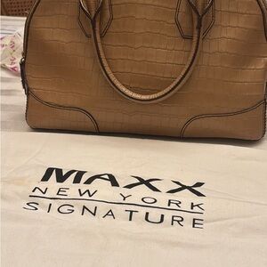 Maxx New York Brown Croc-Embossed Satchel